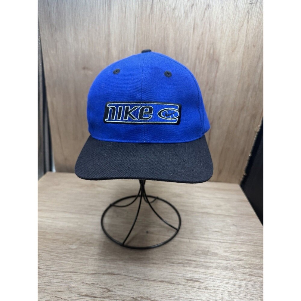 Vintage 90’s Nike Logo Hat Swoosh Basketball Blue Snapback OSFA Cap Adult